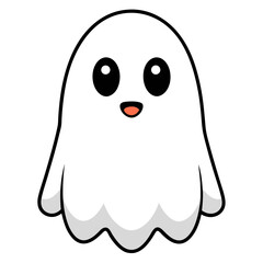 Obraz premium Minimal Line Art of Happy Ghost Character on Clean Background
