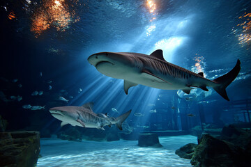 Fototapeta premium tiger sharks underwater in the sea