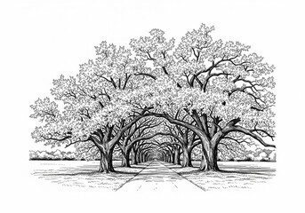 Wormsloe Historic Site in Savannah one line drawing