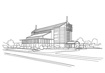 Fototapeta premium Johnny Cash Museum in Nashville one line drawing