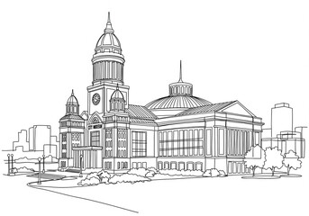 Obraz premium City Museum in St. Louis one line drawing