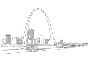 Fototapeta premium Gateway Arch in St. Louis one line drawing
