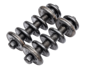 Old steel rebar bending machine rollers, industrial metal equipment, isolated on transparency background, showing worn texture and heavy use, essential for construction work
