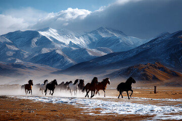 wild horses running free