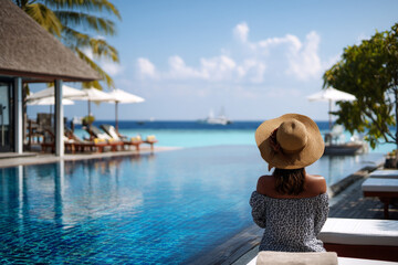a woman in the swimming pool