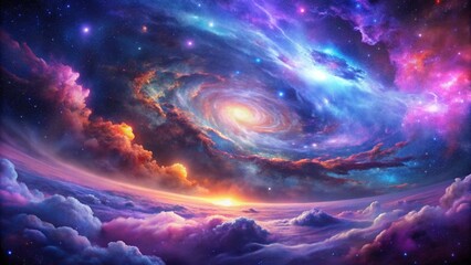 Fototapeta premium Stunning Galactic View with Vibrant Nebula and Stars