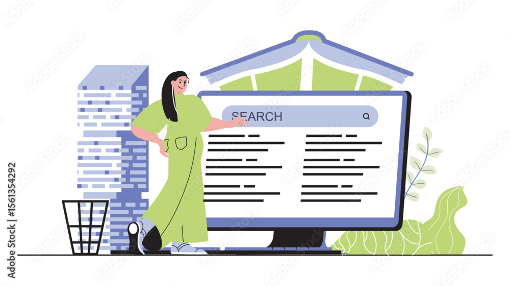 Aufkleber distance learning concept for modern web design. people studying online, searching new information u