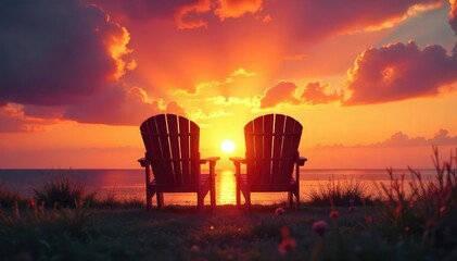 Empty Chairs Facing Sunset A Melancholy Scene of Missed Connection and Longing