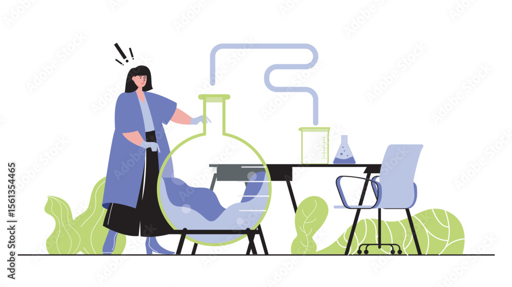 Leinwandbilder laboratory concept for modern web design. people scientists making chemical tests in flask, doing ex