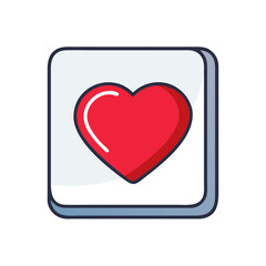 Heart icon with red color in a square shape design  