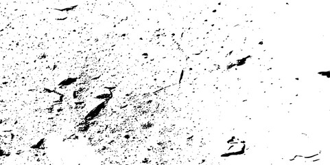 Distress urban overlay spotted concrete grain surface grainy noise rust wall grunge black splatter and white background. damaged chalk crack rough ink wall texture.	
