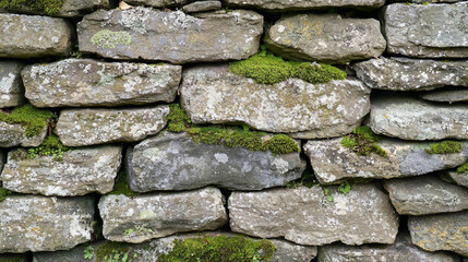 Natural stone surface with green moss overlay