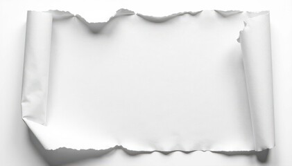 Singed edges, curled, ash-covered paper, stark white backdrop , paper, abstract
