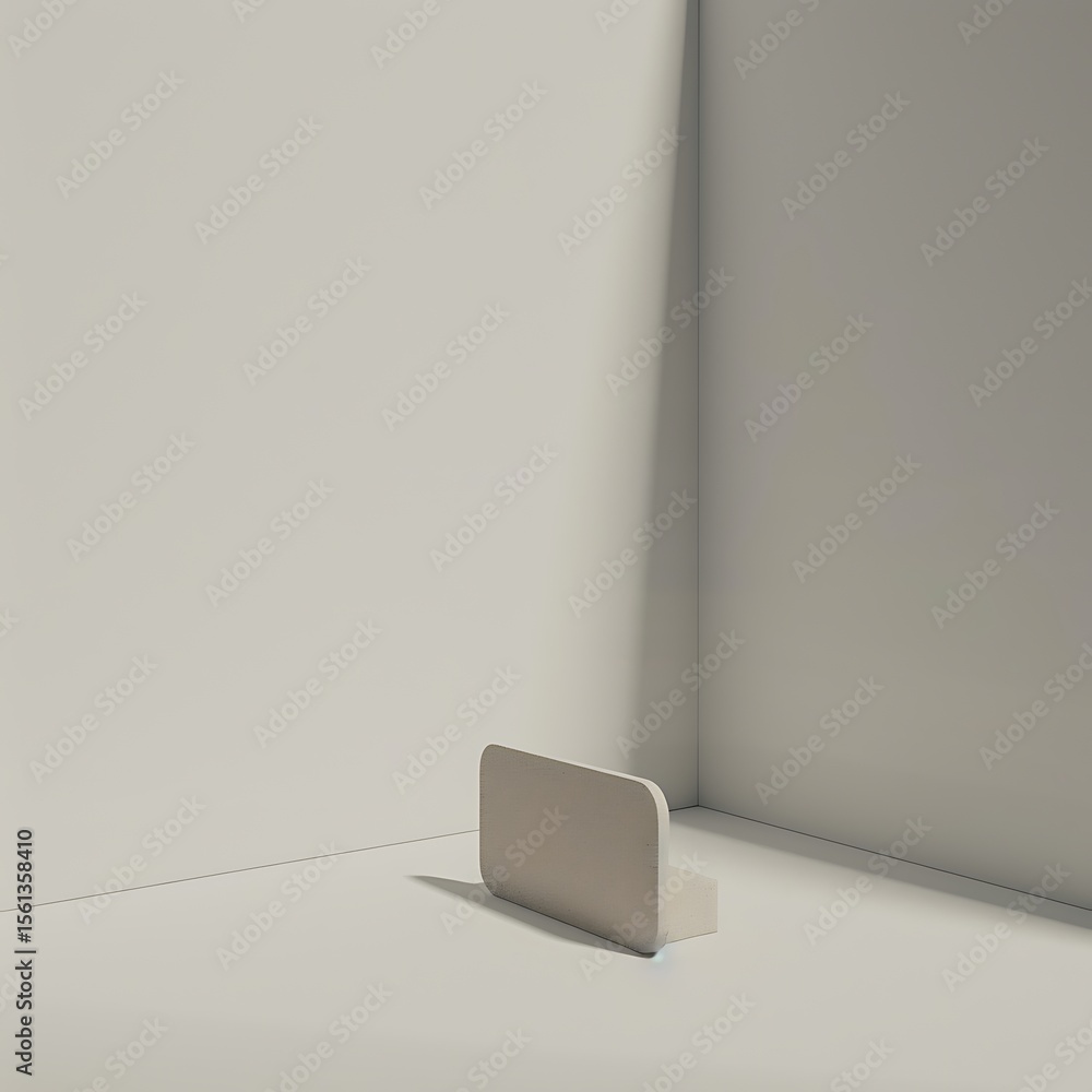 Poster minimalist corner composition with diffused light and geometric form emphasizing spatiality