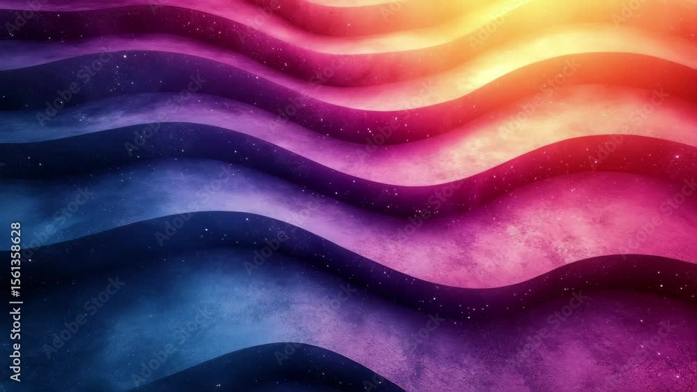Poster colorful wave patterns create an abstract visual effect with vibrant hues and smooth transitions in 
