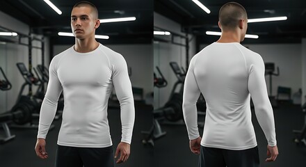 Men's White Compression Long Sleeve Shirt Perfect for Fitness and Workout