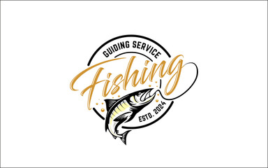 Illustration vector graphic of a fishing logo design template