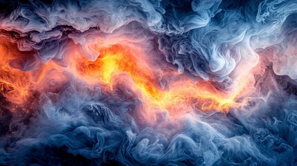Fototapeta premium Abstract swirls of fire and smoke, dynamic interplay, unseen space
