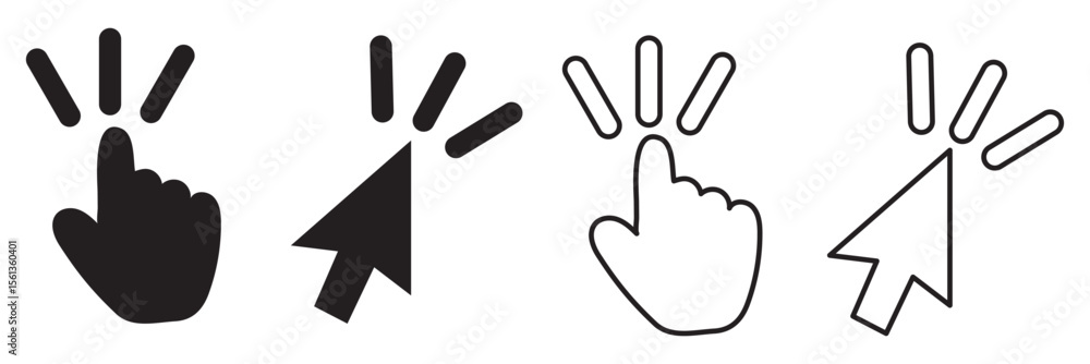 Fototapete computer mouse click cursor gray arrow icons set and loading icons. cursor icon. vector illustration