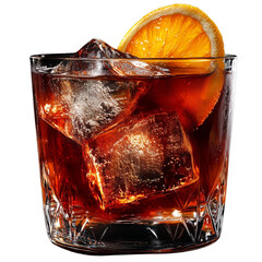 whiskey with ice on transparent png background