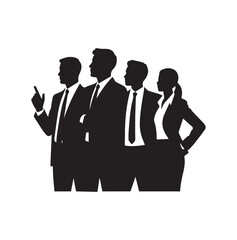 Group of standing business men and women team silhouette design