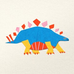 Paper craft stegosaurus, dinosaur clipart © Rawpixel.com