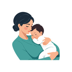 Obraz premium Mother Holding Baby Vector Illustration