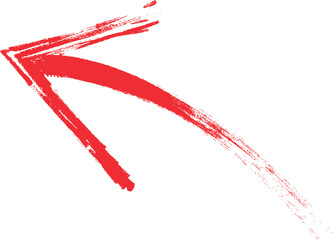 A bold, hand-painted red arrow pointing to the left against a clean white background.