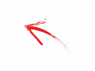 A bold, hand-painted red arrow pointing to the left against a clean white background.