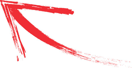 A bold, hand-painted red arrow pointing to the left against a clean white background.