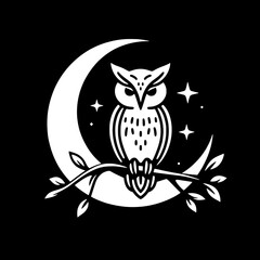 Moonlit Owl on a Crescent Branch