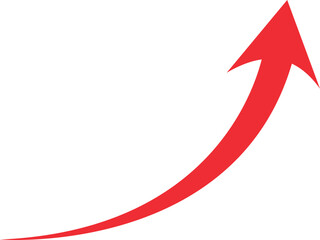 A simple, red, upward curving arrow graphic against a plain white background.