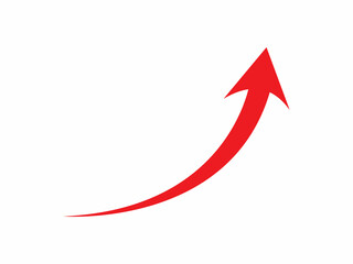 A simple, red, upward curving arrow graphic against a plain white background.