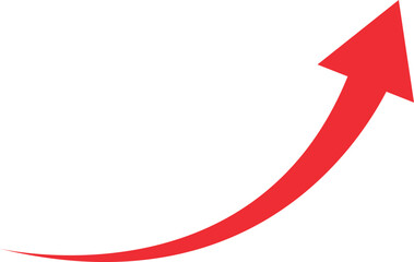 A simple, red, upward curving arrow graphic against a plain white background.