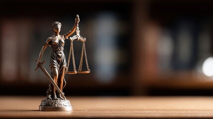 Justice Statue in a Courtroom Setting