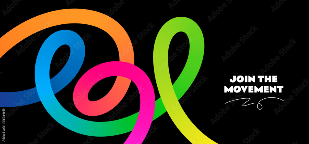 Poster Color Lines Abstract Graphic. Rainbow Ribbon Wave Pattern. Vector Background with Curve Gradient Shapes.