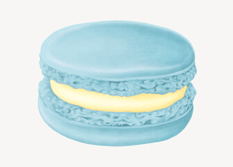 Blue vanilla macaroon, cute dessert illustration