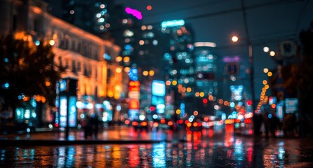 Blurry night city street scene (1)