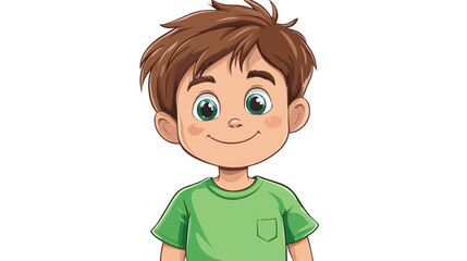 Obraz premium Cute Cartoon Child's Head with Smiley Face Wearing Green T-Shirt