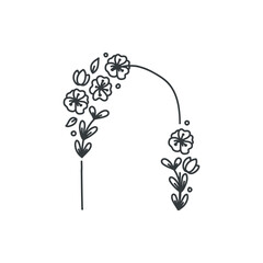 Hand-drawn linear wedding icon in minimalist style, perfect for rustic and elegant event designs. Ideal for planners,