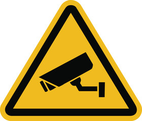 Cctv Surveillance Camera Warning Sign Security Monitoring Safety Yellow Black Triangle Symbol Alert Privacy Protection Notice


