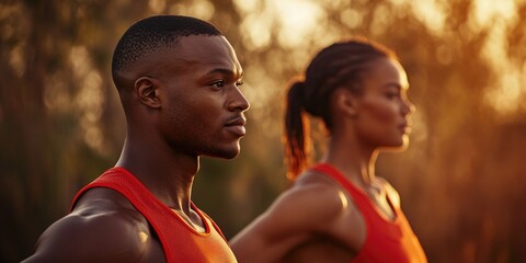 Athletic Runners at Sunset