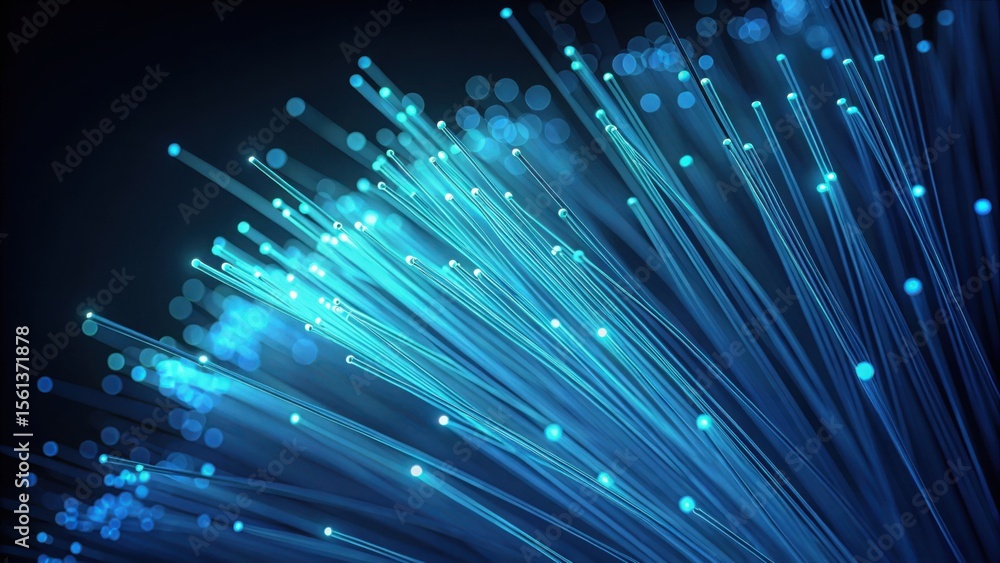 Poster Vibrant Neon Data Streams Flowing Through Transparent Background