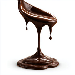 Melted Chocolate Dripping Down , white background cut out PNG