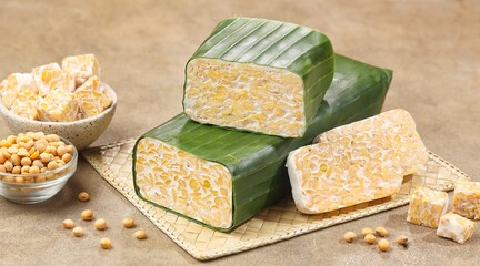 Tempe. Tempeh is a typical Indonesian food made from fermented soybeans.