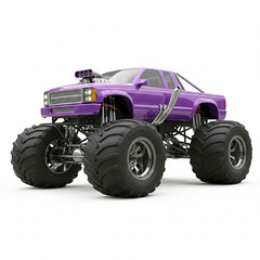 Purple Monster Truck Studio Shot Isolated on White