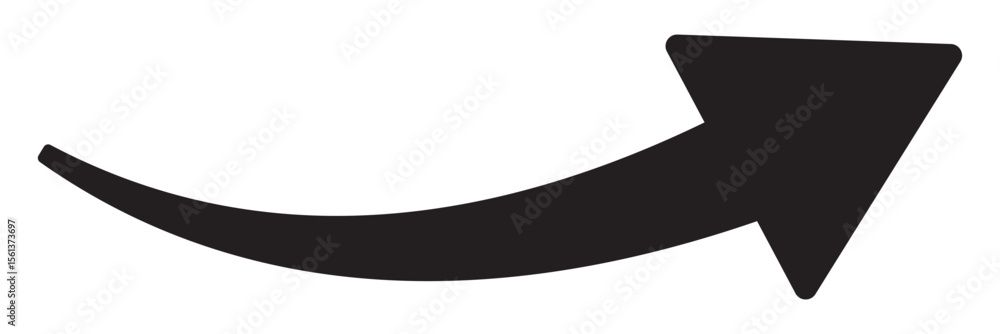 Poster long curved arrow icon vector. red long arrow vector. flat style arrow symbol. red silhouette of lon
