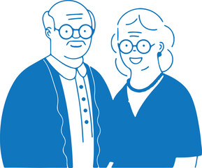 Grandparents Vector Illustration – Elderly Couple Line Art for Family, Retirement, and Senior Life Concepts
