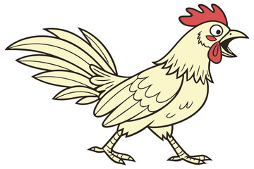 Fototapeta premium Vector Chicken Character in Minimal Style on White Background