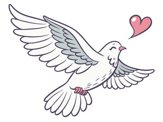 Obraz premium Romantic Dove with Heart Vector for Wedding, Peace, and Love Illustration